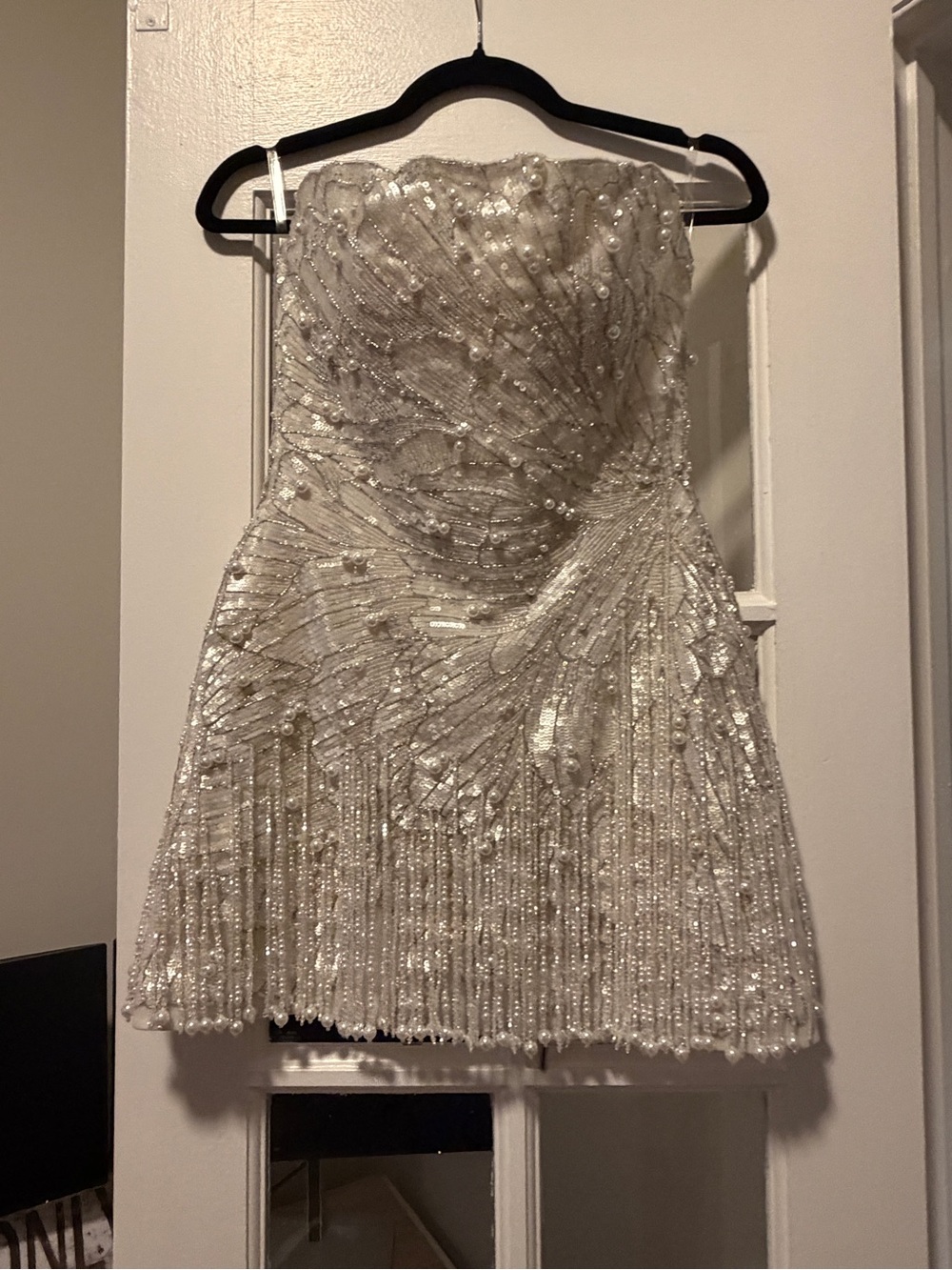 Backless white Sequin Mini Dress with Lace-Up Back - bridal after party - Picture 11 of 13